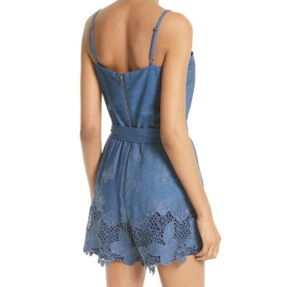Alice + Olivia Rosetta Chambray Butterfly Applique Romper size 0 - Picture 3 of 16